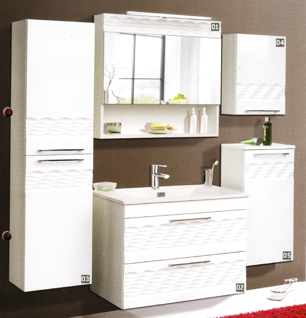 Guido Prémium Orlando oldalsó magas fürdőszoba szekrény szennyeskosárral (39x140x28 cm, #Prémium Orlando 03)