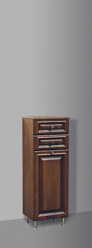 Guido Barokk 1012 oldalsó félmagas fürdőszoba szekrény 2 fiókos szennyeskosárral (39x114x33 cm, #Barokk 1012)