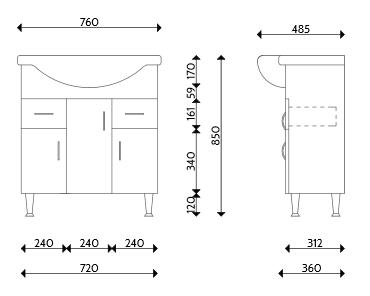 Tboss Classic 75 fürdőszobabútor komplett szett (sonoma)