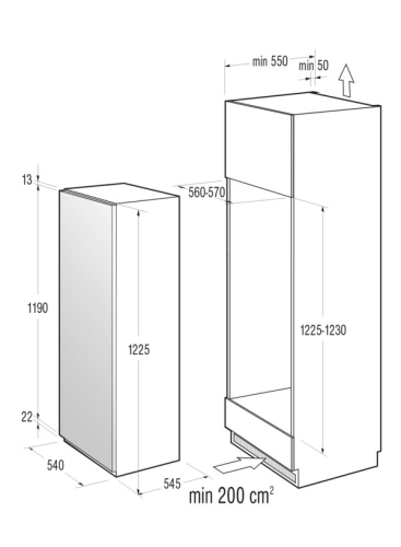 Gorenje beépíthető hűtőszekrény A+, fehér RI4121AW