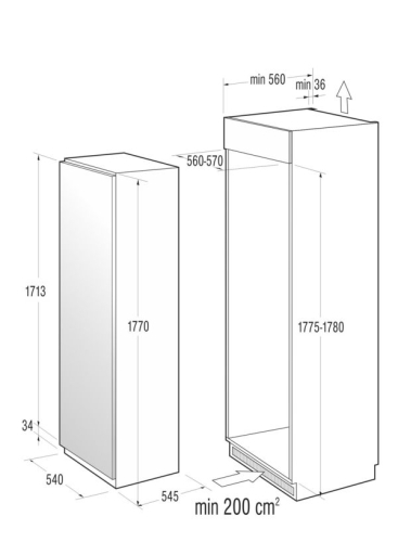 Gorenje beépíthető hűtőszekrény A+, fehér RI4091AW
