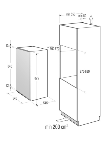Gorenje beépíthető kombinált hűtőszekrény A+, fehér RBI4091AW
