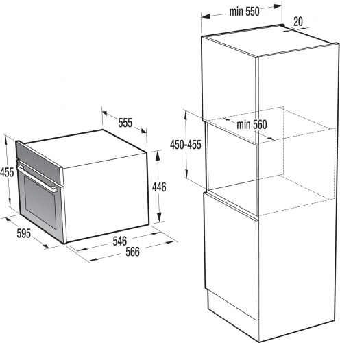 Gorenje beépíthető kompakt sütő és gőzpároló kombi 45 cm A+, BCS589S20X
