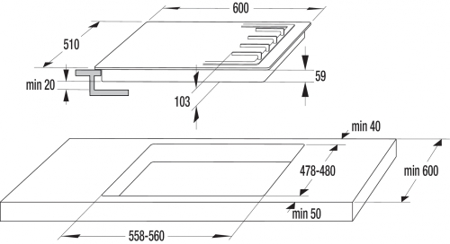 Gorenje beépíthető gáz főzőlap inox GW641UX