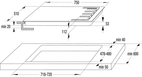 Gorenje beépíthető gáz főzőlap fekete GTW751UB