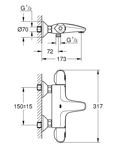 Grohe Grohtherm 1000 termosztátos kádcsaptelep 34155 003 (34155003)