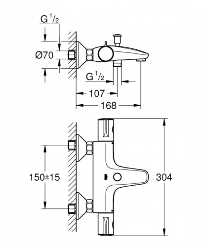 GROHE Grohtherm 800 termosztátos kádtöltő csaptelep 34567 000 (34567000)