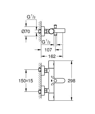 GROHE Grohtherm 1000 Cosmo M termosztátos kádcsaptelep 34215 002 (34215002)