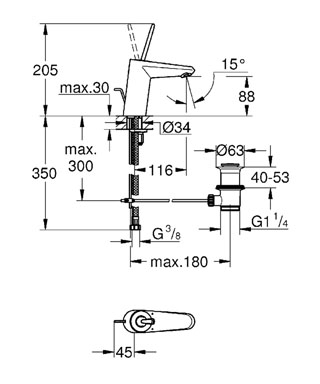 Grohe Eurodisc Joy egykaros fehér mosdócsaptelep S-size 23425 LS0 (23425LS0)