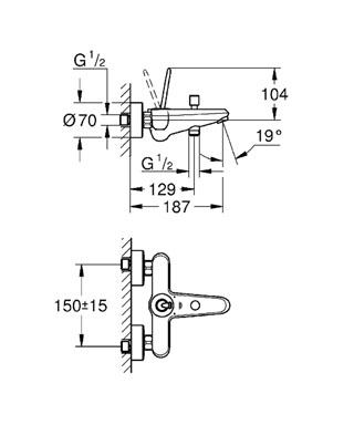 Grohe Eurodisc Joy egykaros fehér kádtöltő csaptelep 23431 LS0 (23431LS0)