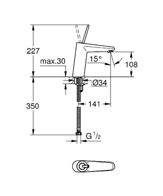 Grohe Eurodisc Joy egykaros fehér mosdócsaptelep leersztő nélkül 23439 LS0 (23439LS0)