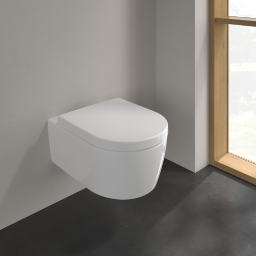Villeroy & Boch Avento perem nélküli fali wc, CeramicPlus lassú záródású ülőkével kombi pack 5656HRR1 (5656 HR R1)