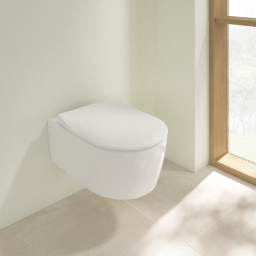 Villeroy & Boch Avento perem nélküli fali wc, CeramicPlus, Slimseat lassú záródású ülőkével kombi pack 5656RSR1 (5656 RS R1)