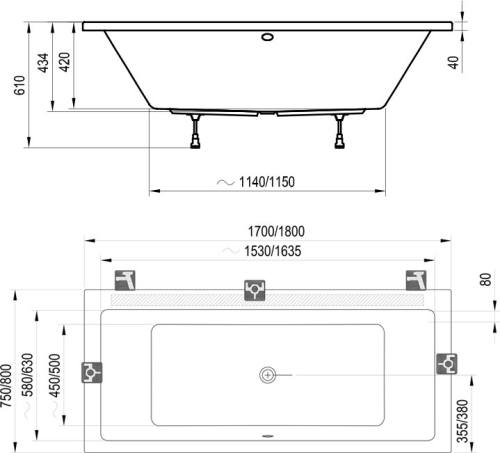 Ravak Formy 01 170x75 cm egyenes kád C691000000