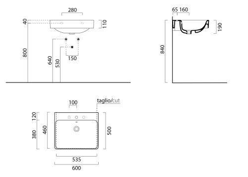 Sapho GSI SAND 60x50cm ExtraGlaze kerámiamosdó, fehér 9031111