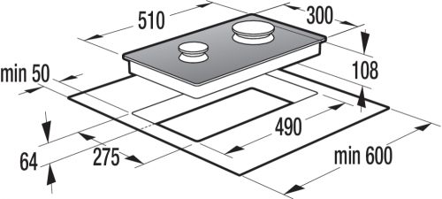 Gorenje beépíthető gáz domino főzőlap fekete GC341UC (552922)
