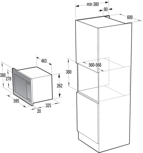 Gorenje beépíthető mikrohullámú sütő BM300X (468885)