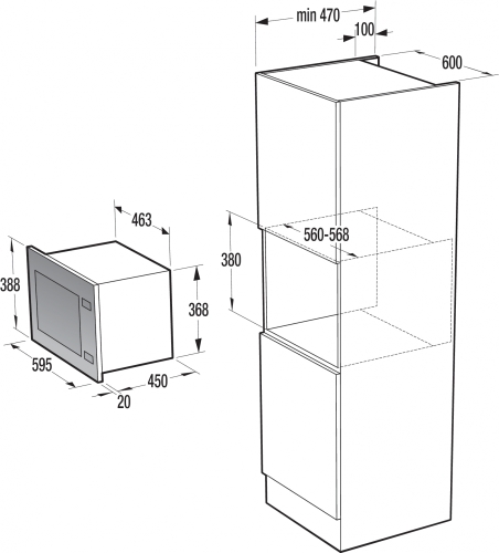 Gorenje beépíthető mikrohullámú sütő BM251S7XG