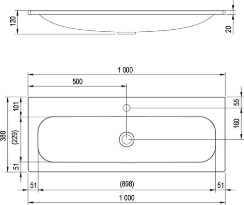 Ravak Ring 1000 100x38 cm mosdó XJK01110000