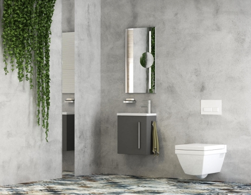 Tboss Lux 40 alsószekrény öntött márvány mosdóval, Floating Mirror Lux 40 tükörrel (több színben, komplett szett)