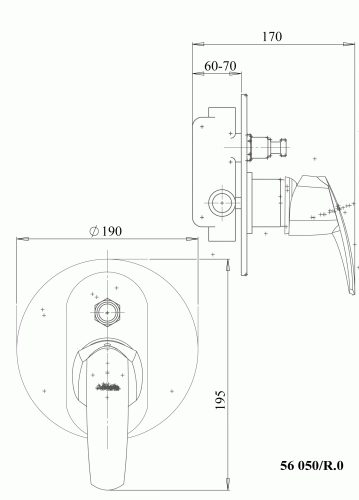 Novaservis Metalia 56 falba építhető zuhanycsaptelep váltógombbal, króm ECO 56050R,0