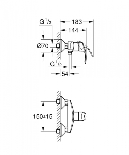 GROHE Eurosmart egykaros zuhany csaptelep 33555002 + Grohe Grohclean 500 ml tisztítószer (33555002A)