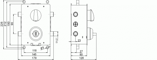 Novaservis Falba építhető termosztátos csaptelep 2 utas váltószeleppel, beépítődobozzal BOX050R,0