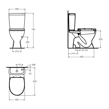 Ideal Standard Vidima Sevamix alsó kifolyású monoblokkos wc kompletten ülőkével W904601