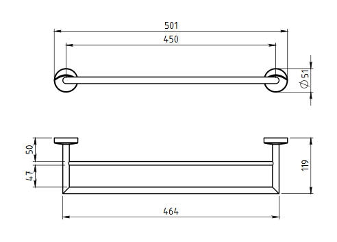 Novaservis Metalia 11 kétrészes törülközőtartó 500 mm, króm 0124,0
