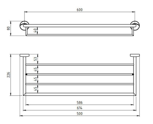 Novaservis Metalia 11 nagy törülközőtartó polc 650 mm, króm 0147,0