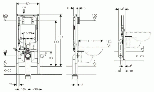 Geberit WC szerelőelem fali WC részére Sigma 8 cm-es öblítőtartállyal 111.796.00.1