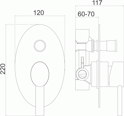 Novaservis Nobless Oval falba építhető kádcsaptelep zuhanyváltóval, króm 32050R,0