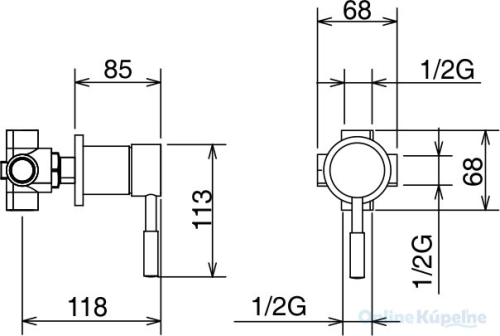 Novaservis Tower Tech falba építhető egykaros váltószelep, króm 12151,0