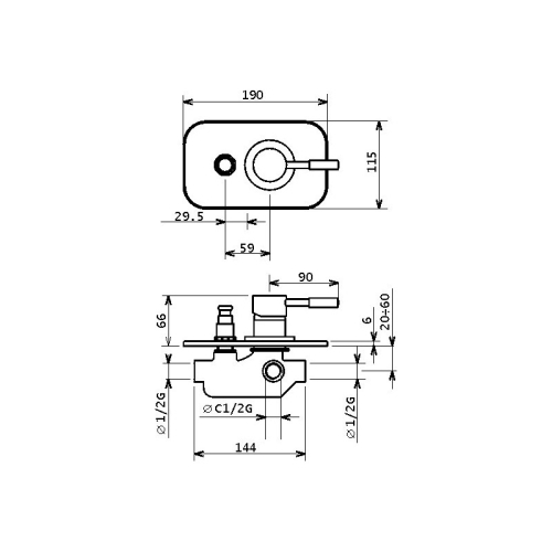 Novaservis Tower Tech falba építhető kádcsaptelep zuhanyváltóval, króm 12050R,0
