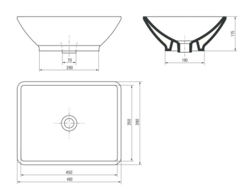 Deante Gardenia 49x39x17,5 cm pultra ültethető mosdó CDG 6U5S