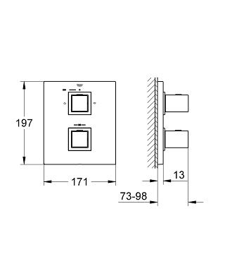 Grohe Grohtherm Cube kétirányú termosztátos falsík alatti zuhany csaptelep 19958 000 (19958000)