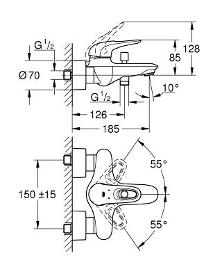 Grohe Eurostyle egykaros kádtöltő csaptelep, fehér 33591LS3