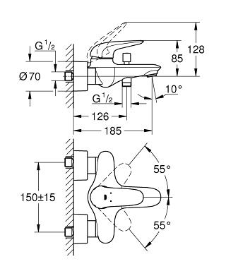 Grohe Eurostyle (2015) egykaros kádtöltő csaptelep 23726003