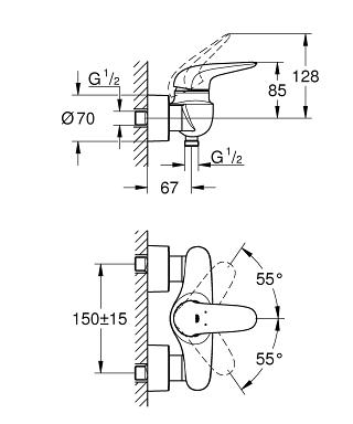 Grohe Eurostyle (2015) egykaros zuhany csaptelep, fehér 23722LS3