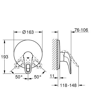 Grohe Eurostyle (2015) egykaros falba épített zuhanycsaptelep, fehér 19507LS3