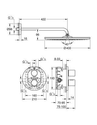 Grohe Grohtherm 3000 Cosmopolitan zuhany szett Rainshower Cosmopolitan 400, 26260000