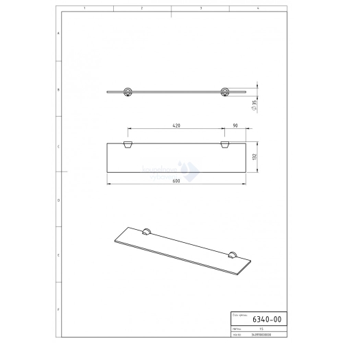 Novaservis Metalia 3 üvegpolc, szatén-króm 6340,9