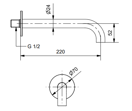 BUGNATESE Minimal kifolyószár 22 cm, króm 19320CR