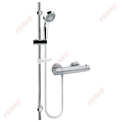 Ferro Varese termosztátos fali zuhanycsaptelep zuhanyszettel, króm, TAM77