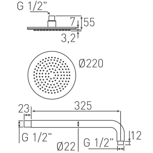 Ferro Rotondo 9” fix fejzuhany szett, króm, NPT03