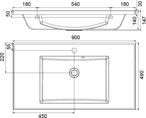 Ravak Comfort 900 mosdó, 90x49 cm XJX01190000
