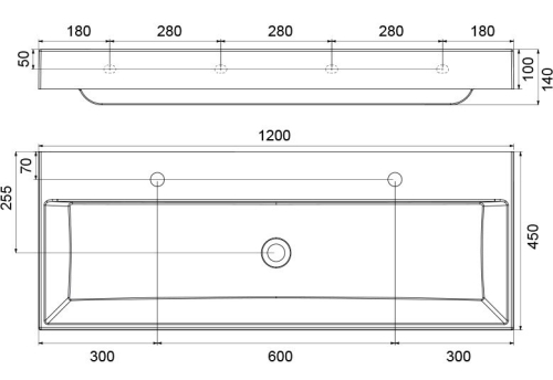 Ravak Natural Duo 1200 duplamosdó, 120x45 cm XJO01212000