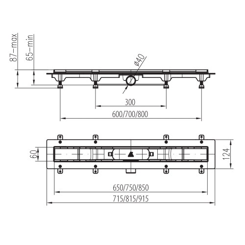 Mofém Linear Medium MLP-750 M padlósíkra építhető lefolyó 501-0003-01