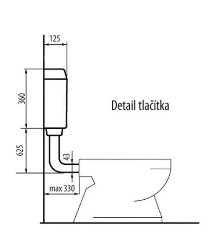 Aqualine WC tartály dual gombos öblítőmechanikával, alsó bekötéssel 1/2