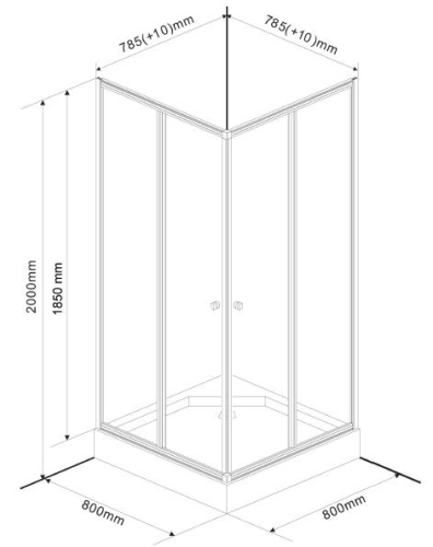 Aqualine ALAIN 80x80x185cm szögletes zuhanykabin (YQ800)